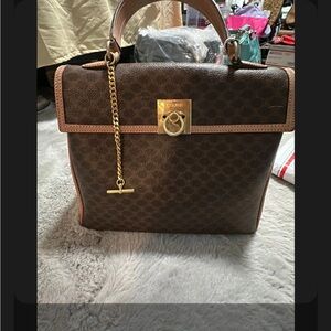 Vintage Celine macadamia coated canvas handbag